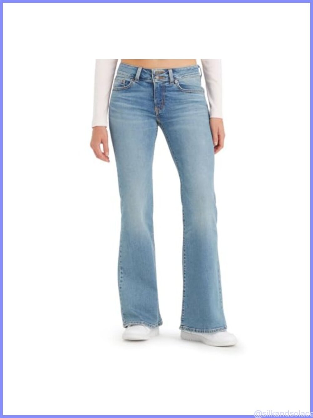 Low Rise Boot Cut Flare Jeans Stretch Cotton Blend